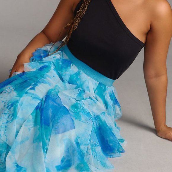 The Chéri Ruffled Tulle Midi Skirt by Anthropologie size M new nwt blue color - Picture 2 of 7